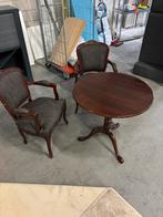 Franse armstoelen met velours en bijpassende tafel, Ophalen, Zo goed als nieuw, Eén
