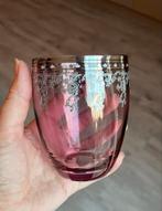 Boheems Roze Drinkglas met Zilver, Antiek en Kunst, Antiek | Glas en Kristal, Ophalen of Verzenden