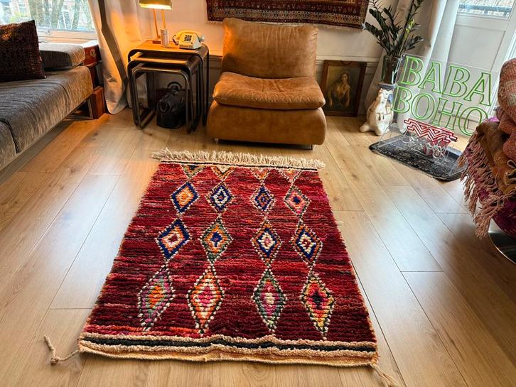 Handgeknoopt vintage Marokaans Berber tapijt –  154 x 102 cm, Huis en Inrichting, Stoffering | Tapijten en Kleden, Zo goed als nieuw
