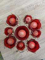 Rode Bloemen Kandelaar, Huis en Inrichting, Woonaccessoires | Kandelaars en Kaarsen, Ophalen, Zo goed als nieuw, Metaal, Rood