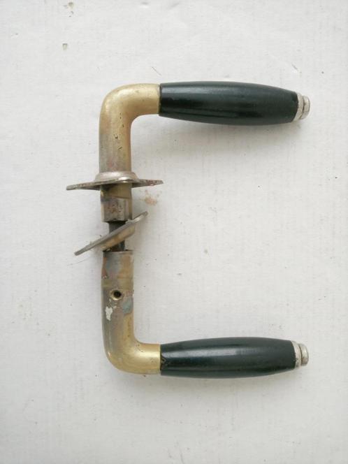 Stel antieke deurklinken tonmodel hoorn greep rozetten, Antiek en Kunst, Curiosa en Brocante, Verzenden