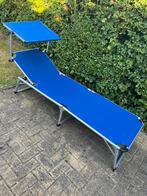 Stretcher ligbed met zonnedakje blauw, Ophalen, Zo goed als nieuw, Aluminium, Verstelbaar