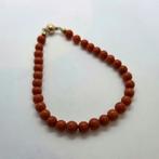 Bloedkoraal armband 14k goud 585, Gebruikt, Met edelsteen, Ophalen of Verzenden, Rood