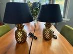 2 gouden lampen vorm ananas, Huis en Inrichting, Lampen | Tafellampen, Ophalen, Zo goed als nieuw, Minder dan 50 cm