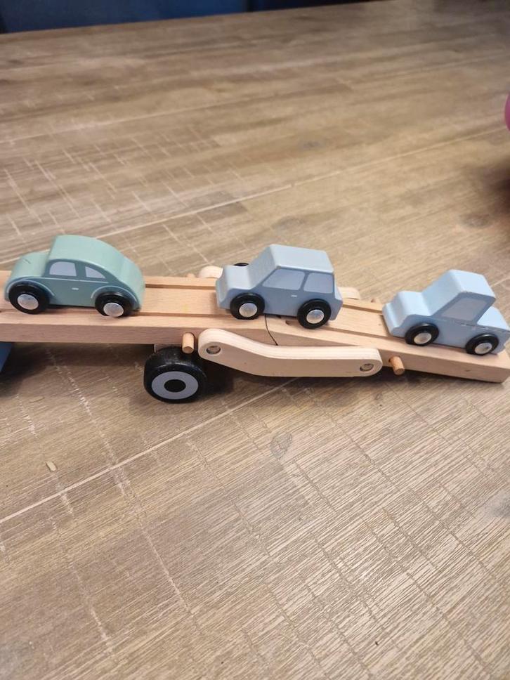 Little Dutch Houten Oplegger met Autootjes, Kinderen en Baby's, Speelgoed | Overig, Zo goed als nieuw, Jongen of Meisje, Ophalen of Verzenden