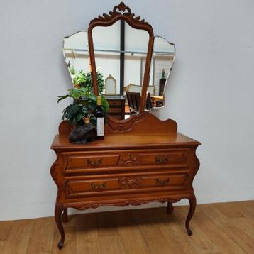 Brocante Vintage kaptafel make-up tafel met drieluikspiegel beschikbaar voor biedingen