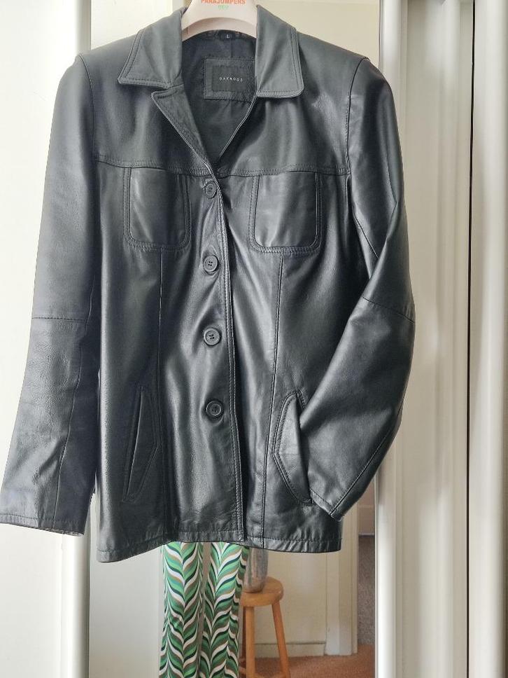 Zwart LEREN jasje OAKWOOD – valt als 38/40, Kleding | Dames, Jassen | Winter, Zo goed als nieuw, Maat 38/40 (M), Zwart, Verzenden