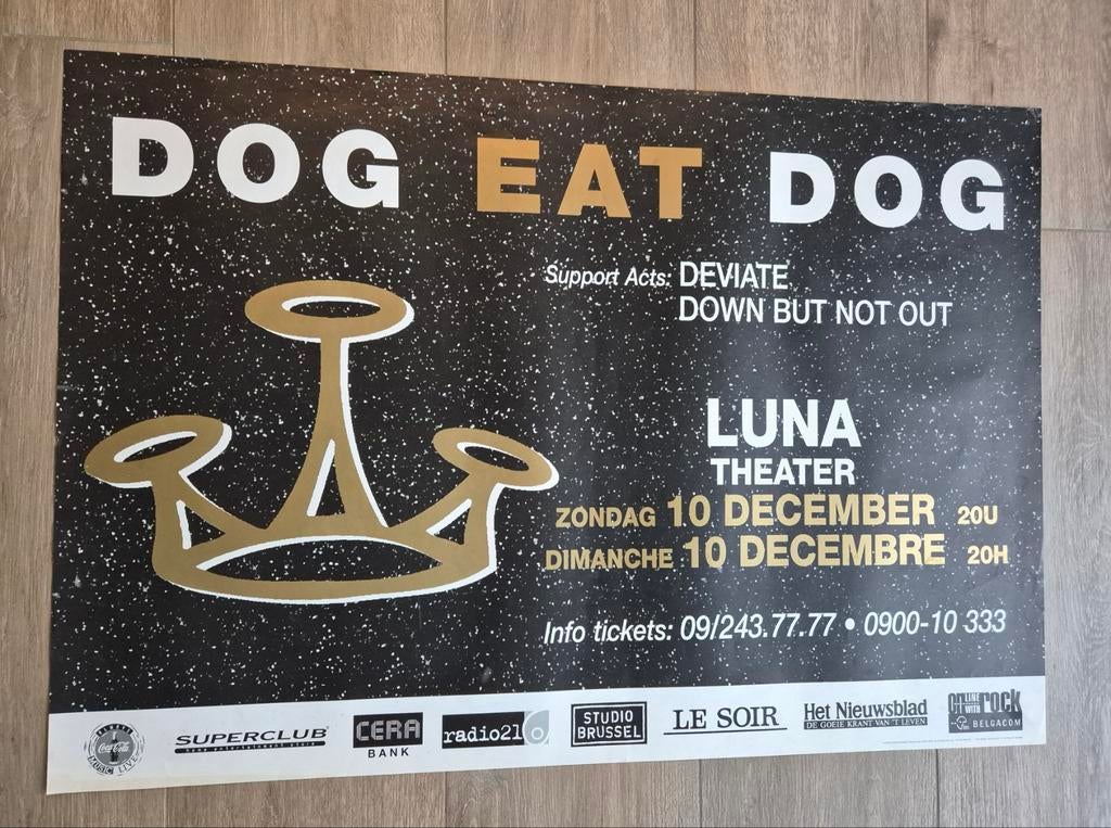 Concert poster Dog Eat Dog -Luna Theater- 10 december, Ophalen of Verzenden, Zo goed als nieuw, Muziek
