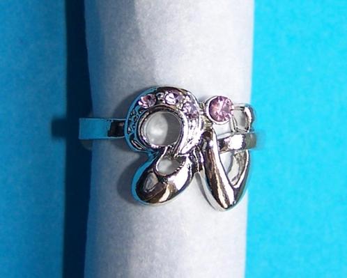 Zilveren ring met roze Swarovski, model P, maat 18, Sieraden, Tassen en Uiterlijk, Ringen, Nieuw, Dame, 17 tot 18, Roze, Overige materialen