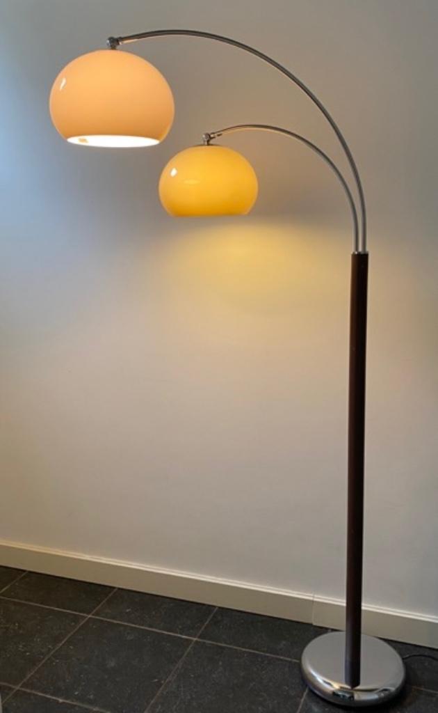 Vintage Dijkstra dubbele boog mushroom vloerlamp jaren 70, Huis en Inrichting, Lampen | Vloerlampen, Zo goed als nieuw, 150 tot 200 cm