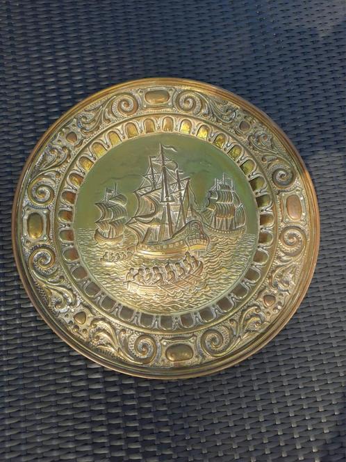 antiek geel koperen messing brons nautisch wandbord 1920, Antiek en Kunst, Antiek | Koper en Brons, Brons, Ophalen of Verzenden