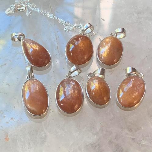 Zonnesteen hanger beschermt intuïtie vertrouwen geluk magie, Sieraden, Tassen en Uiterlijk, Kettingen, Nieuw, Zilver, Oranje, Met edelsteen