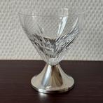 Antiek Kristallen Borrelglaasje met Zilveren Voet, Gemerkt, Ophalen of Verzenden, Zilver