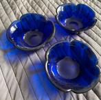 70's Italiaans blauw glas bloemvormige kommen, Ophalen of Verzenden
