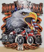 Born to be free Eagle Motorcycle reclamebord van metaal deco, Info@deconoord.nl, Verzenden, Deco Noord, Nieuw