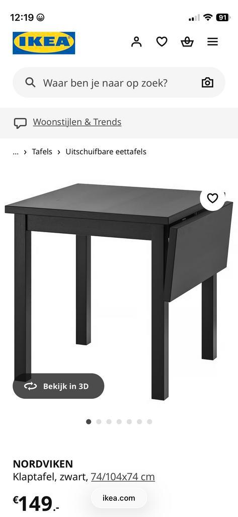 IKEA Eettafel - Nordviken, Huis en Inrichting, Tafels | Eettafels, Gebruikt, 50 tot 100 cm, tot twee personen, Vierkant, Metaal