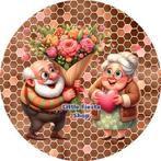 L465 icing frosting opa en oma 20cm eetbare taart print top, Ophalen of Verzenden, Nieuw, Taarten, Versiering