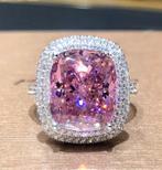 925 zilveren ring met grote roze zirkoon, Sieraden, Tassen en Uiterlijk, Ringen, 18 tot 19, Nieuw, Ophalen of Verzenden, Met edelsteen