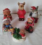 6 DIEREN in KERST-TENUE 4,5 tot 9,5 cm hoog, Diversen, Kerst, Ophalen of Verzenden, Zo goed als nieuw
