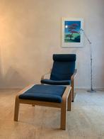 Relaxte houten ligstoel met voetensteun, Gebruikt, Blauw, Ophalen of Verzenden, Eén