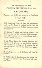 Onland J.H. zilveren priesterfeest 1957 Enschede, Ophalen of Verzenden