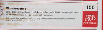 Wonderwereld kortingsbon   beschikbaar voor biedingen