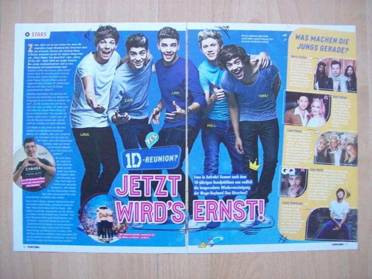Artikel over One Direction - 1D uit Duits tijdschrift 2x A4, Verzamelen, Muziek, Artiesten en Beroemdheden, Nieuw, Boek, Tijdschrift of Artikel