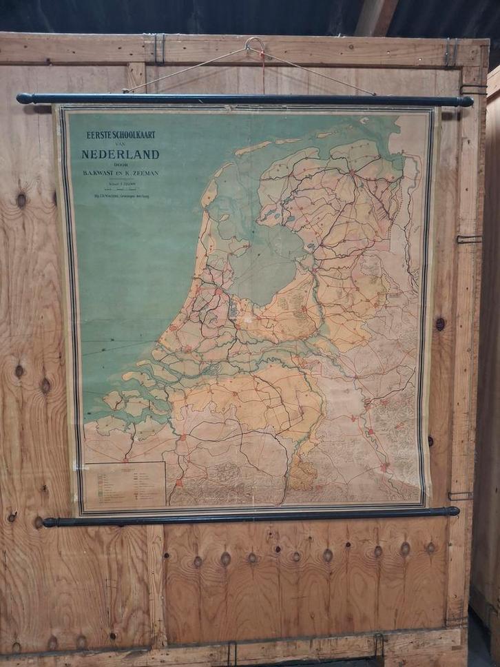 Wolters eerste schoolkaart van Nederland 1924, Antiek en Kunst, Antiek | Schoolplaten, Aardrijkskunde, Ophalen