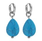 Oorbellen met glazen steen (advr 63), Overige materialen, Hangers, Blauw, Nieuw