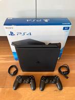 PlayStation 4 Slim, Met 2 controllers, Ophalen of Verzenden, Zo goed als nieuw, 1 TB