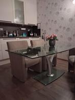 Glazen eettafel Rolf Benz met 4 stoelen, Huis en Inrichting, Ophalen, Gebruikt, 100 tot 150 cm, Glas