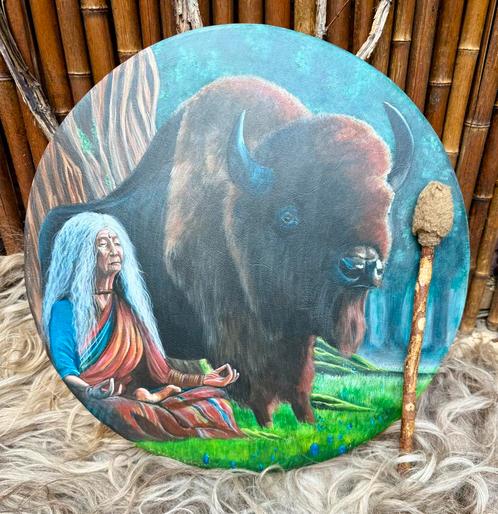 Sjamanendrum Waterbuffel 47 cm, Muziek en Instrumenten, Percussie, Trommel, Ophalen of Verzenden