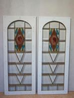 2 x retro vintage glas in lood boogramen , vrouwen gezichten, Ophalen, Gebruikt, Minder dan 80 cm, Glas in lood