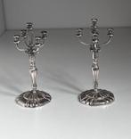 Paar Hollands miniatuur zilveren kandelabers, Antiek en Kunst, Antiek | Goud en Zilver, Ophalen of Verzenden, Zilver