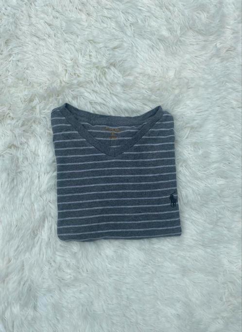 Ralph Lauren T-shirt – Grijs met witte strepen – Maat S, Kleding | Heren, T-shirts, Zo goed als nieuw, Maat 46 (S) of kleiner