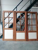 2 merbau deuren inclusief glaslatten en dubbel glas, Ophalen, 80 tot 100 cm, Nieuw, Buitendeur