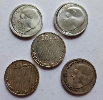 5 Zilveren 10 Euro munten Beatrix.  beschikbaar voor biedingen