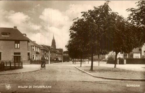 Schiedam - Willem de Zwijgerlaan, Verzamelen, Ansichtkaarten | Nederland, Ongelopen, Zuid-Holland, 1920 tot 1940, Ophalen of Verzenden