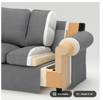 Ektorp 3-zitsbank met chaise longue +extra hoes - afbeelding 5