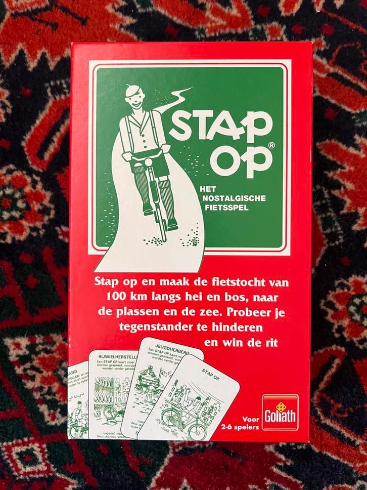 Stap Op - Nostalgisch Fietsspel van Goliath, Hobby en Vrije tijd, Gezelschapsspellen | Kaartspellen, Zo goed als nieuw, Een of twee spelers
