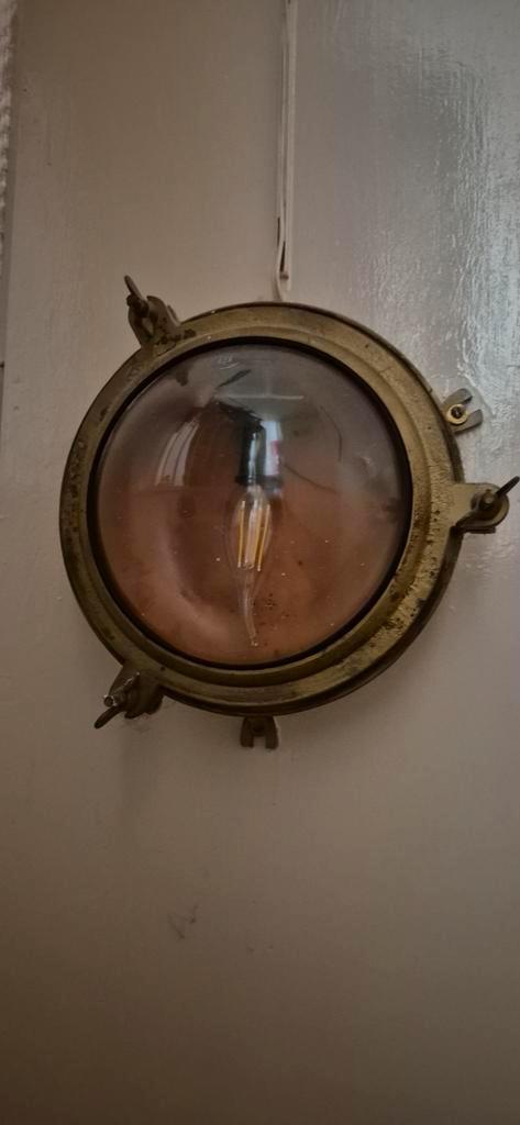 Vintage Scheepslamp met Edison Lamp, Antiek en Kunst, Antiek | Lampen, Ophalen of Verzenden