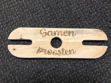 Samen proosten - voor wijnfles + glazen houder rek Valentijn beschikbaar voor biedingen