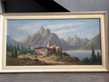 Schilderij: Berglandschap met Kerk beschikbaar voor biedingen