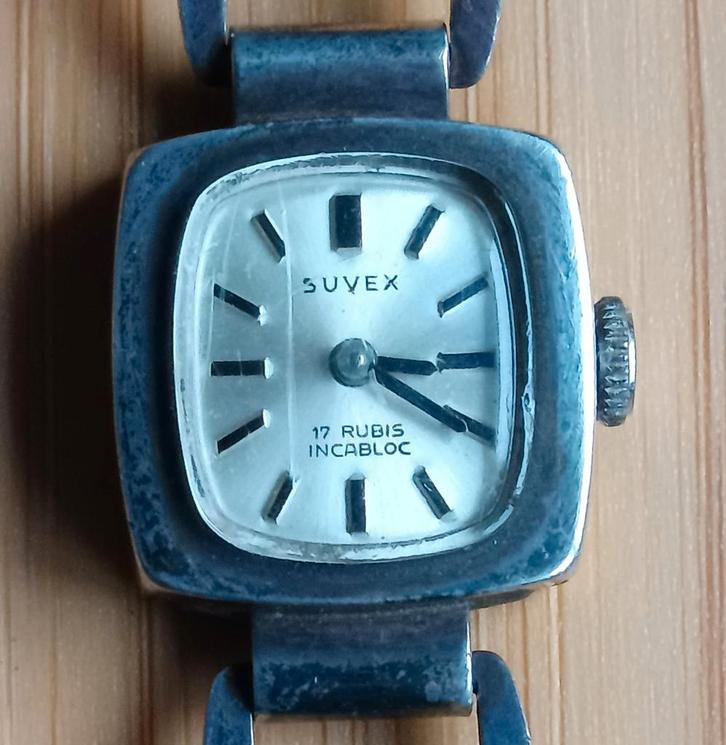 Zilveren dameshorloge Suvex 17 rubis inclabloc, Sieraden, Tassen en Uiterlijk, Horloges | Dames, Gebruikt, Polshorloge, Overige merken