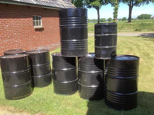 plantenbak bloempot bloembak industrieel zwart oliedrum, Tuin en Terras, Bloembakken en Plantenbakken, Zo goed als nieuw, Metaal