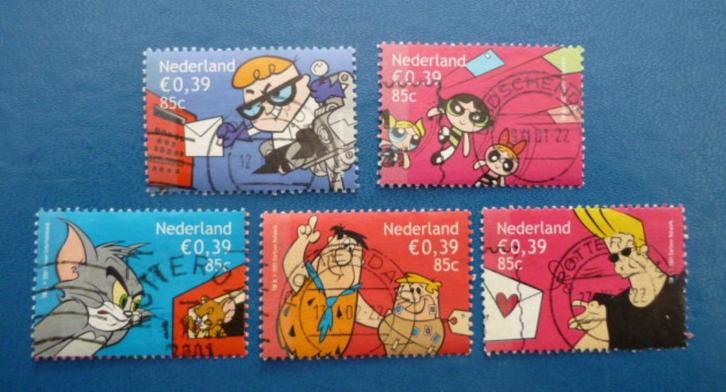 Vijf maal cartoons 2001 NVPH 1994 t/m 1998 gestempeld, Postzegels en Munten, Postzegels | Nederland, Gestempeld, Ophalen of Verzenden