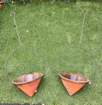 2 vintage terracotta (20 cm) hangende plantenbakken, Tuin en Terras, Bloempotten, Gebruikt, Tuin, Rond, Ophalen of Verzenden