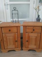 2 Grenen Nachtkastjes, Ophalen, Gebruikt, Minder dan 45 cm, Minder dan 55 cm
