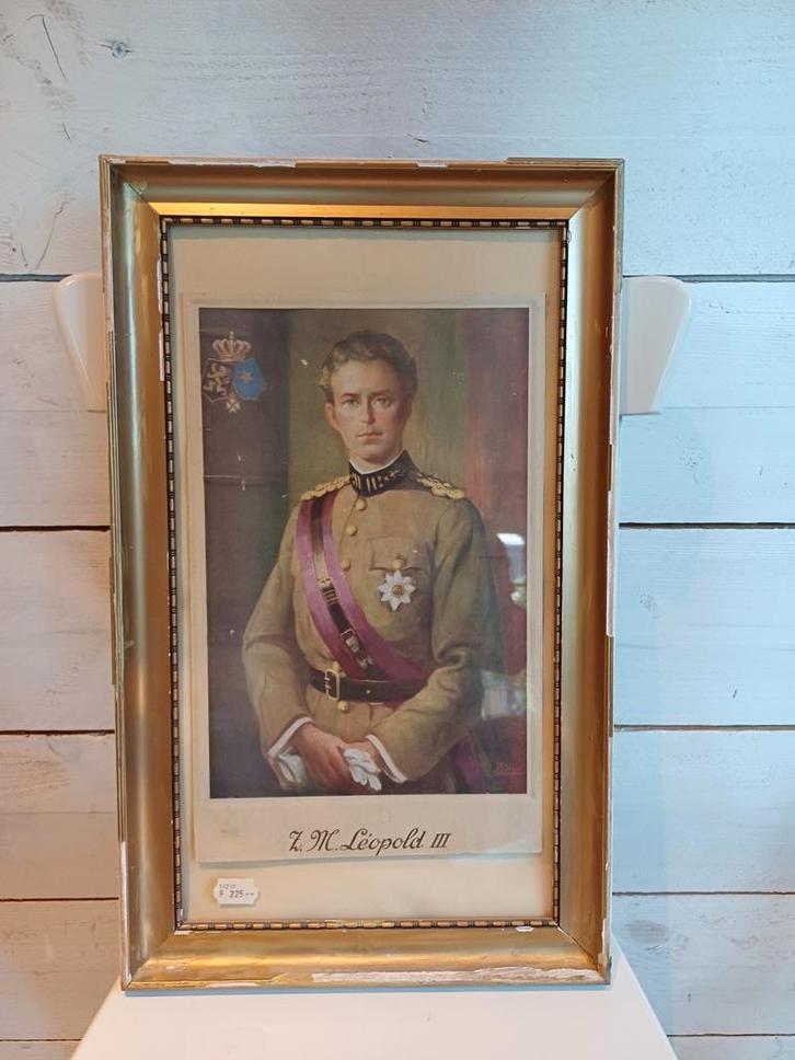 Portret van Leopold III in lijst, Antiek en Kunst, Kunst | Schilderijen | Klassiek, Ophalen of Verzenden