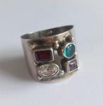 Vintage zilveren ring met kristallen, jaren '70, Met kristal, Gebruikt, 20 of groter, Ophalen of Verzenden